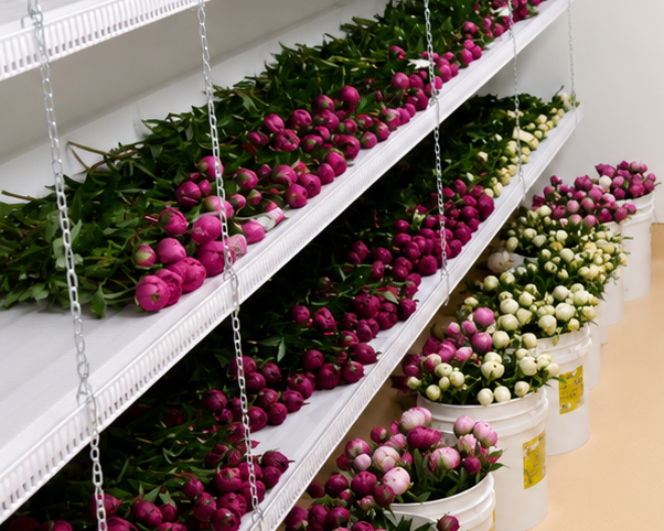 Our peony cooler is filling up